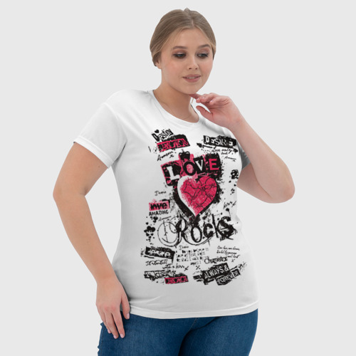 Женская футболка 3D Рок сердца 4, цвет 3D печать - фото 6