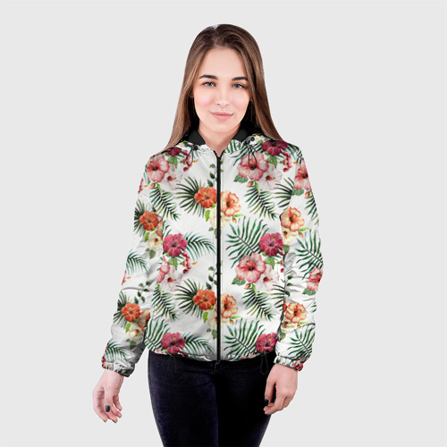 Женская куртка 3D Цветы и бабочки 1, цвет черный - фото 3