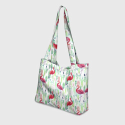 Пляжная сумка 3D Цветы и фламинго 2 - фото 2