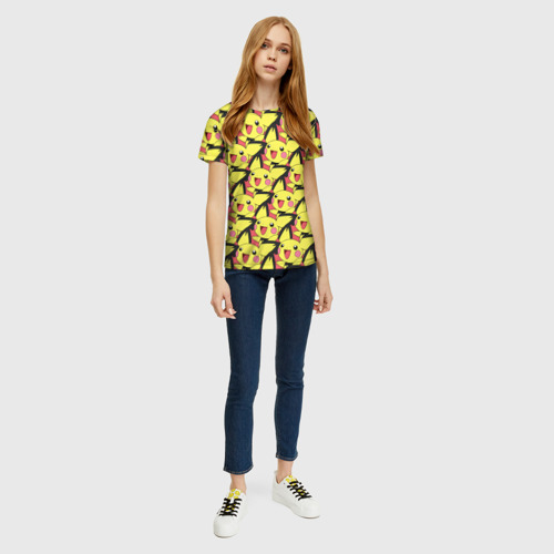 Женская футболка 3D с принтом Pikachu, вид сбоку #3