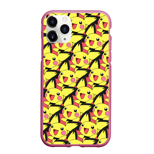 Чехол для iPhone 11 Pro Max матовый Pikachu, цвет малиновый