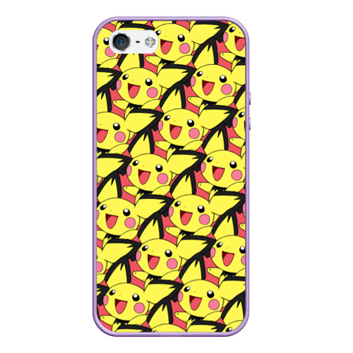 Чехол для iPhone 5/5S матовый Pikachu, цвет светло-сиреневый