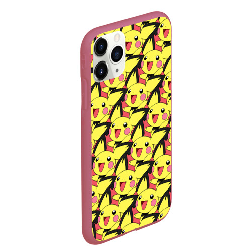 Чехол для iPhone 11 Pro Max матовый Pikachu, цвет малиновый - фото 3