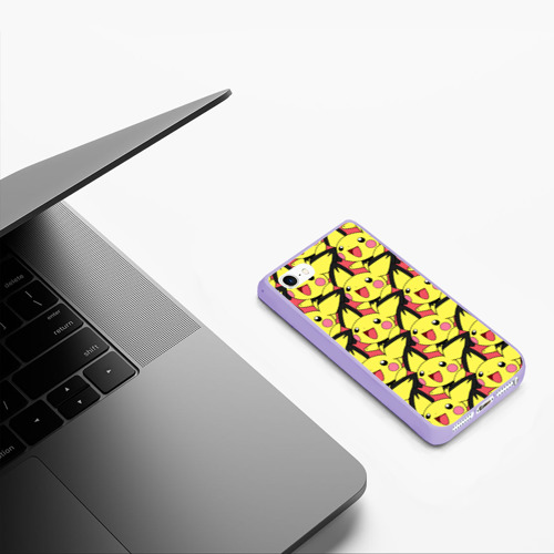 Чехол для iPhone 5/5S матовый Pikachu, цвет светло-сиреневый - фото 5
