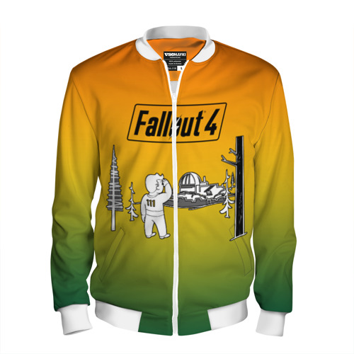 Мужской бомбер 3D Волт-бой 111 Fallout 4, цвет белый