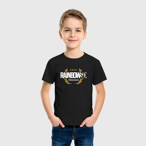Детская футболка хлопок Rainbow six | Siege : Pro league (white), цвет черный - фото 3