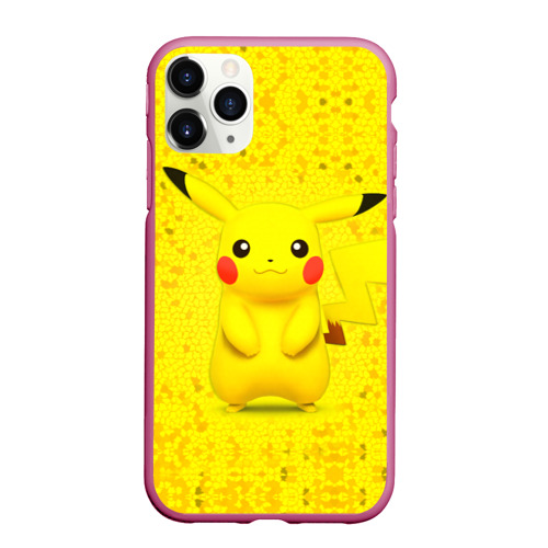 Чехол для iPhone 11 Pro Max матовый Pikachu, цвет малиновый
