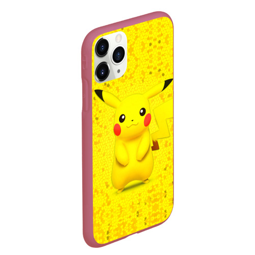 Чехол для iPhone 11 Pro Max матовый Pikachu, цвет малиновый - фото 3