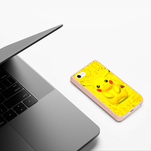 Чехол для iPhone 5/5S матовый Pikachu, цвет светло-розовый - фото 5