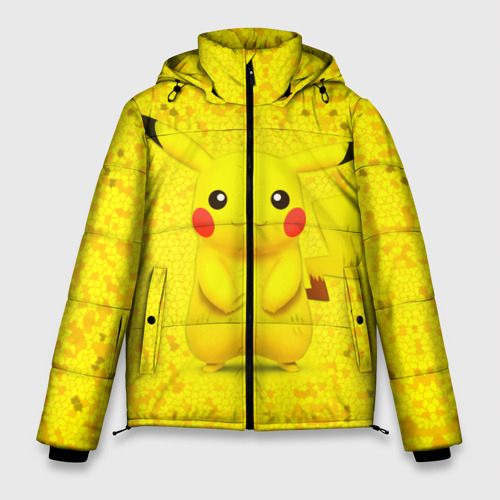 Мужская зимняя куртка 3D с принтом Pikachu, вид спереди #2