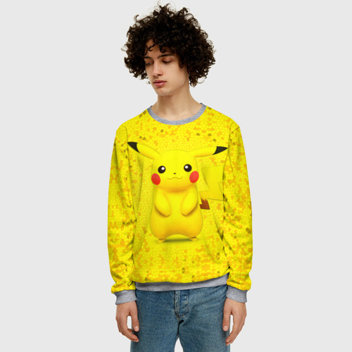 Мужской свитшот 3D Pikachu, цвет меланж - фото 3