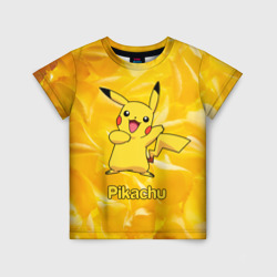 Детская футболка 3D Пикачу на золотом фоне