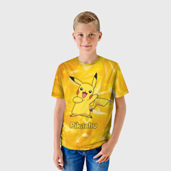 Детская футболка 3D Пикачу на золотом фоне - фото 2