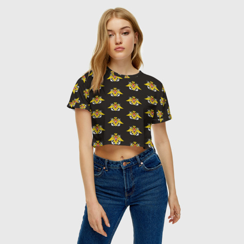 Женская футболка Crop-top 3D ВМФ лого, цвет 3D печать - фото 3