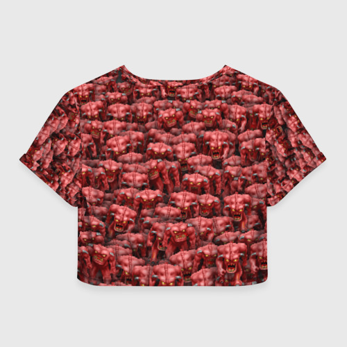 Женская футболка Crop-top 3D Демоны (pixel art), цвет 3D печать - фото 2