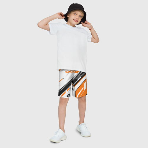 Детские спортивные шорты 3D с принтом Cs:go - Asiimov P90 Style, фото на моделе #1