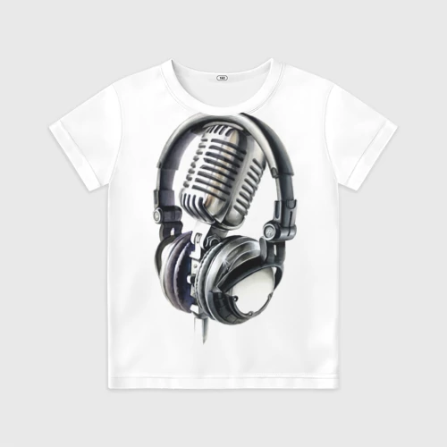 Детская футболка 3D с принтом Диджей, вид спереди #2