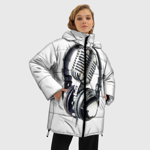 Женская зимняя куртка 3D с принтом Диджей, фото на моделе #1