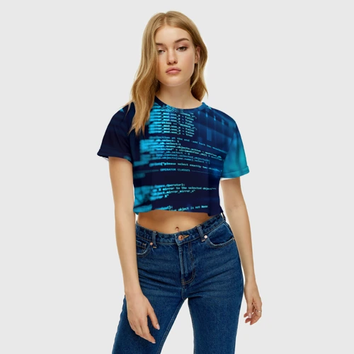 Женская футболка Crop-top 3D Программиста с кодом