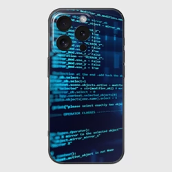 Чехол для iPhone 16 Pro силиконовый с защитой камеры Программиста с кодом