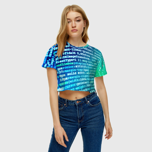 Женская футболка Crop-top 3D Программирование 7, цвет 3D печать - фото 3