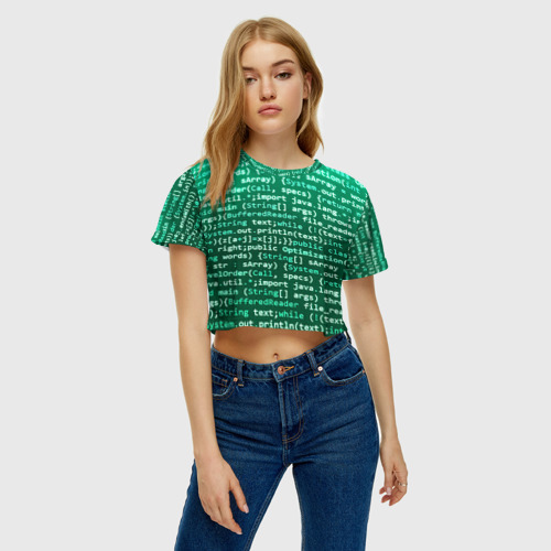 Женская футболка Crop-top 3D Программирование 8, цвет 3D печать - фото 3