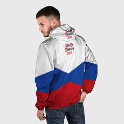 Ветровка с принтом Россия 2016 для мужчины, вид на модели сзади №2. Цвет основы: белый