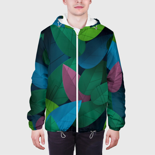 Мужская куртка 3D Листья, цвет 3D печать - фото 4