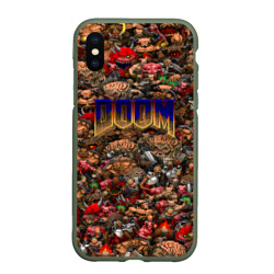 Чехол для iPhone XS Max матовый Doom. Все монстры pixel art