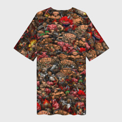 Платье-футболка 3D Doom. Все монстры pixel art