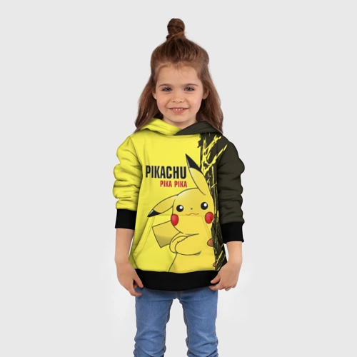 Детская толстовка 3D с принтом Pikachu Pika Pika, вид сбоку #3
