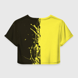 Топик (короткая футболка или блузка, не доходящая до середины живота) с принтом Pikachu Pika Pika для женщины, вид сзади №1. Цвет основы: белый