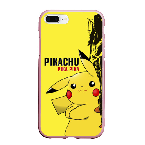 Чехол для iPhone 7Plus/8 Plus матовый Pikachu Pika Pika, цвет розовый