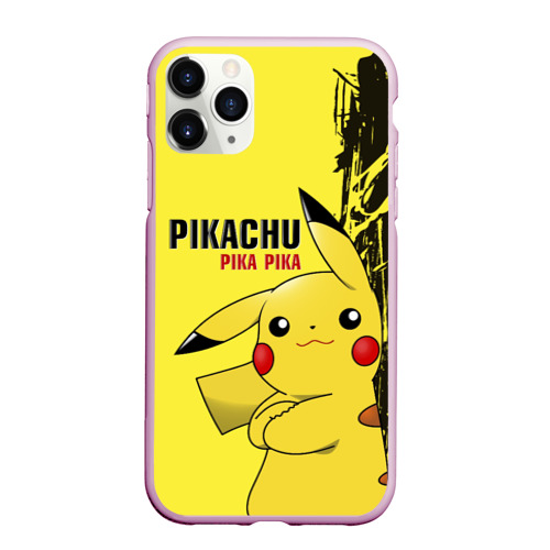 Чехол для iPhone 11 Pro матовый Pikachu Pika Pika, цвет розовый