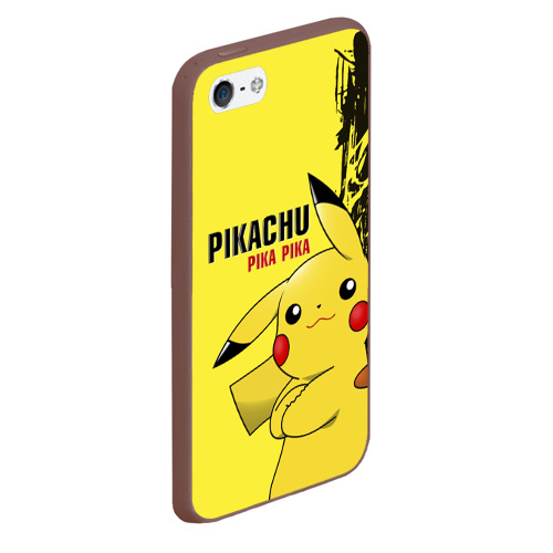 Чехол для iPhone 5/5S матовый Pikachu Pika Pika, цвет коричневый - фото 3