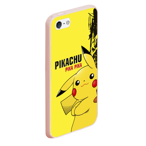 Чехол для iPhone 5/5S матовый Pikachu Pika Pika, цвет светло-розовый - фото 3