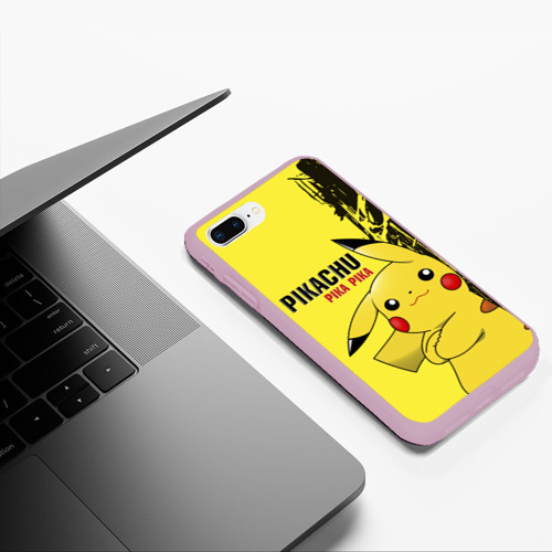 Чехол для iPhone 7Plus/8 Plus матовый Pikachu Pika Pika, цвет розовый - фото 5