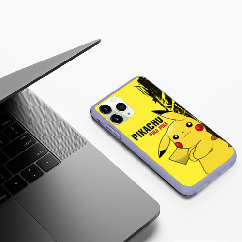 Чехол для iPhone 11 Pro матовый Pikachu Pika Pika, цвет светло-сиреневый - фото 5