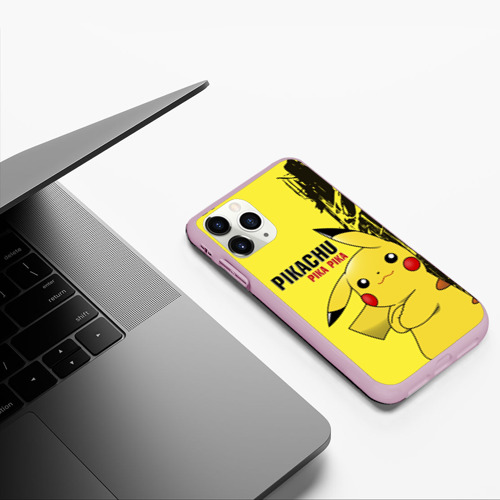 Чехол для iPhone 11 Pro матовый Pikachu Pika Pika, цвет розовый - фото 5