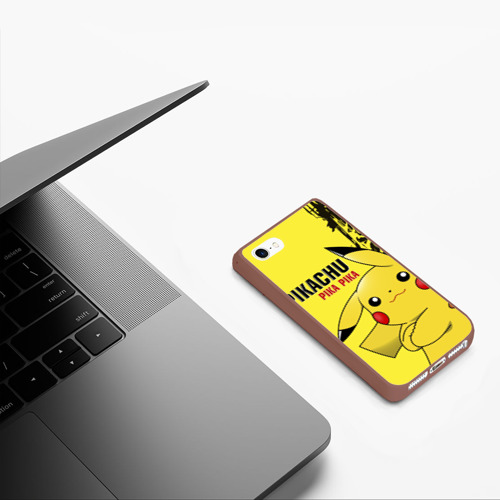 Чехол для iPhone 5/5S матовый Pikachu Pika Pika, цвет коричневый - фото 5