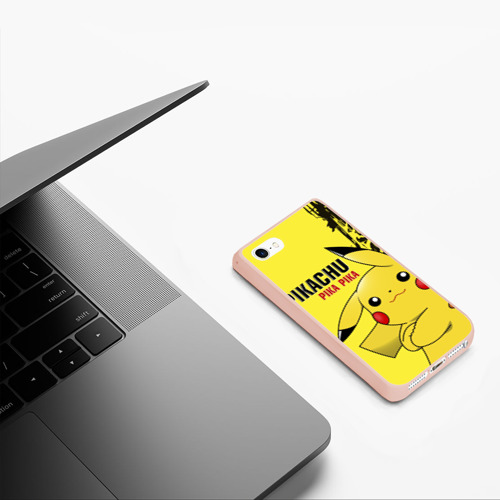 Чехол для iPhone 5/5S матовый Pikachu Pika Pika, цвет светло-розовый - фото 5