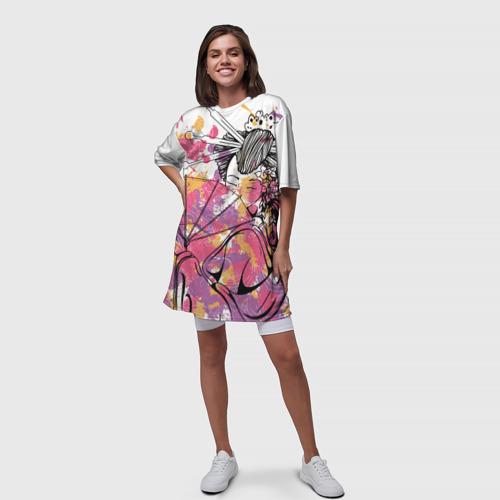 Платье-футболка 3D Гейша, цвет 3D печать - фото 5