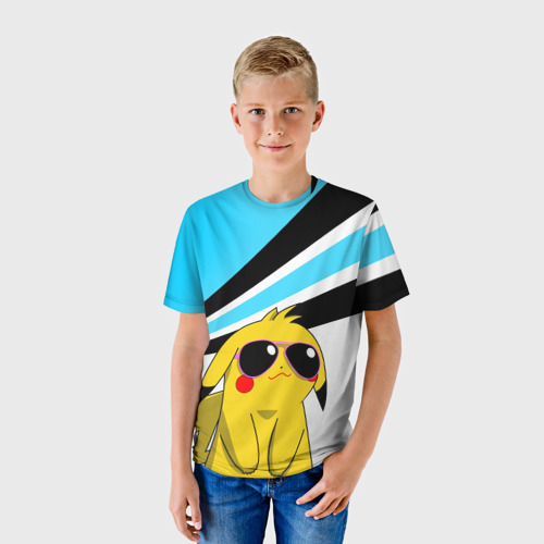 Детская футболка 3D Пикачу в очках, цвет 3D печать - фото 3