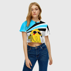Женская футболка Crop-top 3D Пикачу в очках - фото 2