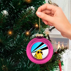 Ёлочный шар стеклянный/пластиковый Пикачу в очках - фото 2