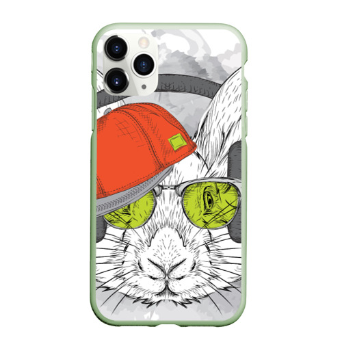 Чехол для iPhone 11 Pro матовый с принтом Стильный Кролик, вид спереди #2