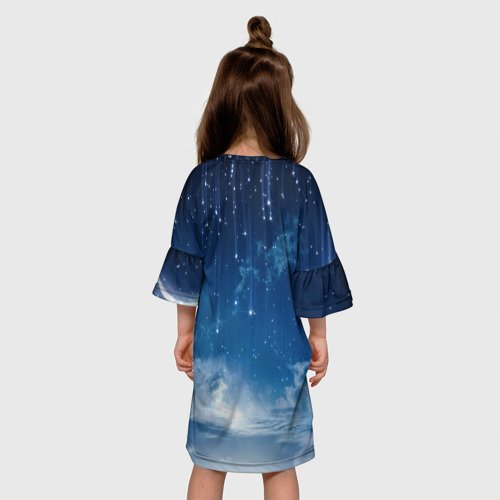 Детское платье 3D с принтом Звездное небо, вид сзади #2