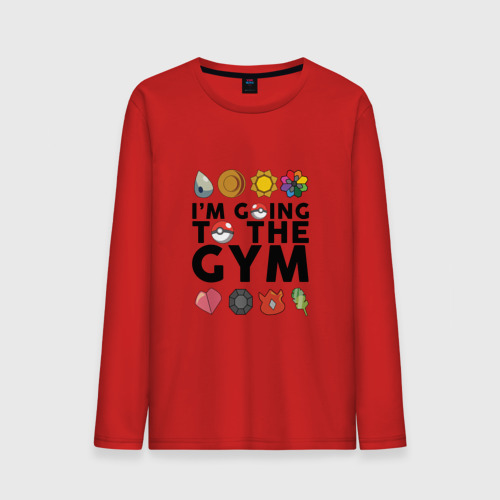 Мужской лонгслив хлопок Pokemon I'm going to the gym (black), цвет красный