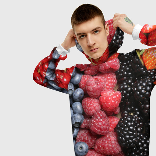 Мужская толстовка 3D Сочные ягоды, цвет белый - фото 5