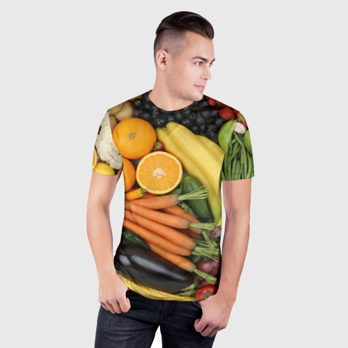 Мужская футболка 3D Slim Овощи и фрукты, цвет 3D печать - фото 3